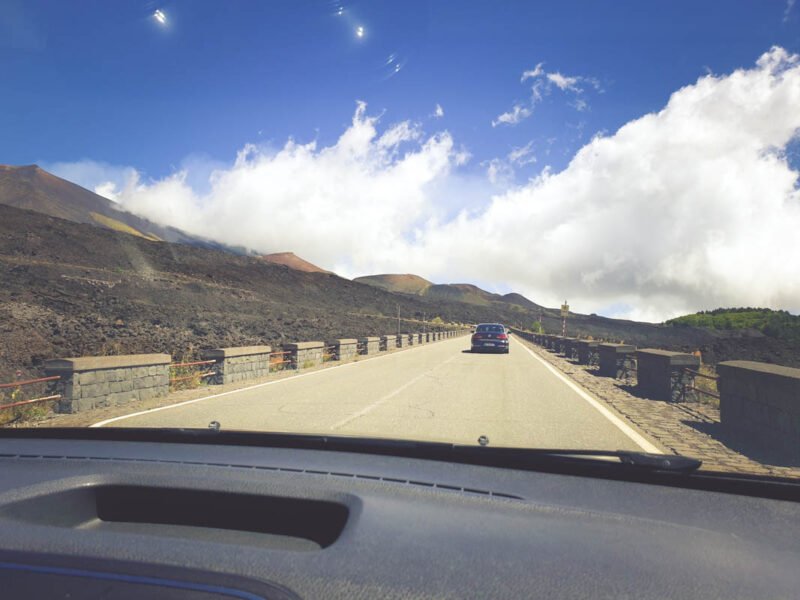 Driving to the Etna Mountain with the lava all around - Very picturesque and unique