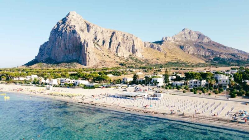 Drone view of the lovely beach at San Vito Lo Capo